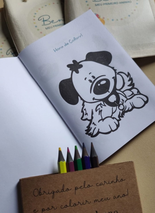 Kit livro com mini lápis e saquinhos de algodão cru - Image 5