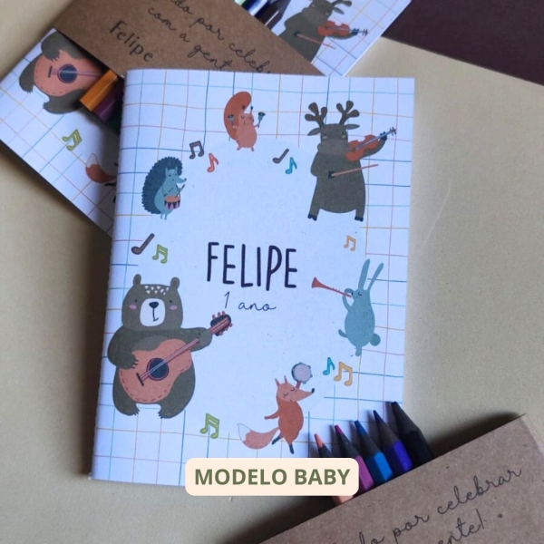 Mini livro de colorir - com mini lápis MODELO BABY